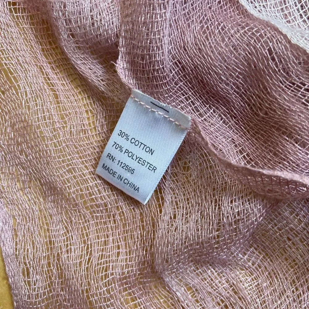 PRETTY SOFT PINK unbranded Cotton Blend Ruffle Long Scarf